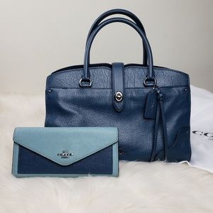 🎄Coach Leather Cypress/ Gunmetal Satchel & Wallet